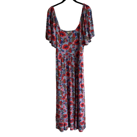 Boden Smock Detail Jersey Maxi Dress, Dusty Blue Terrace Bud, Size 10 - Picture 5 of 11